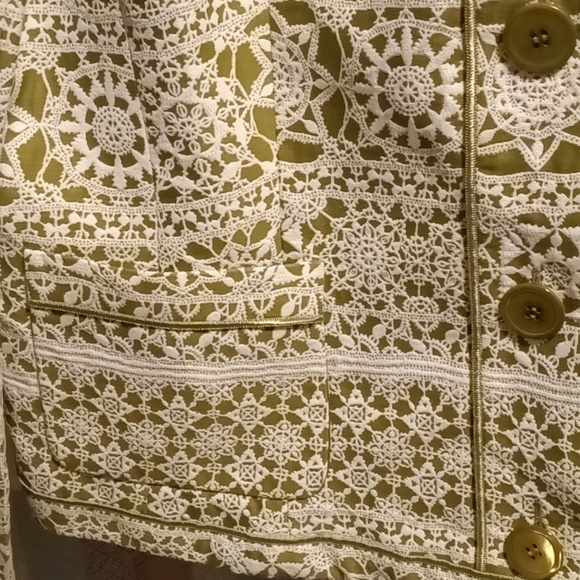 FINAL PRICE NWOT DONCASTER olive/white crocheted/laced designed l/s jacket 16 - Picture 8 of 16